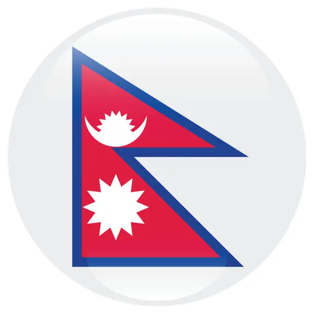 Vector illustration of Nepal flag. Flag icon. Standard color. Circle icon flag. 3d illustration. Computer illustration. Digital illustration. Vector illustration.