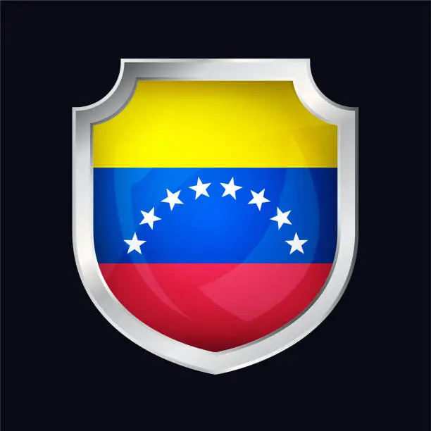 Vector illustration of Venezuela Silver Shield Flag Icon