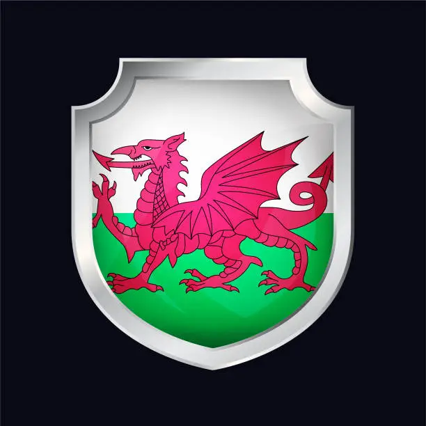 Vector illustration of Wales Silver Shield Flag Icon