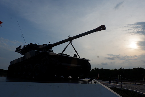 Silhouette image of a tank war vehicle