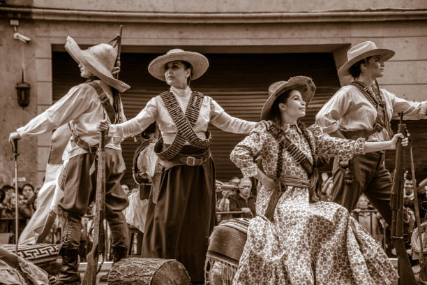 Mexico City Mexico, November 20 /2019 Mexican Revolution commemorative parade historic center Mexico City Mexican woman dressed as Adelita wearing