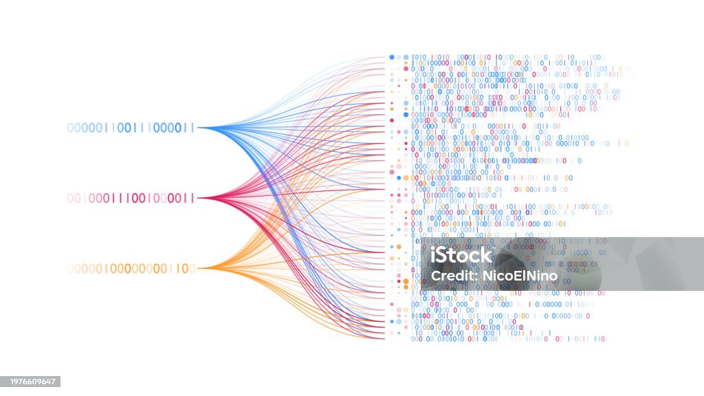 Tecnología de big data y ciencia de datos automatizada con IA para análisis empresarial. Flujo de datos para extracción, consulta, análisis, visualización de información compleja. Red neuronal para inteligencia artificial. - Ilustración de stock de Datos libre de derechos Tecnología de big data y ciencia de datos automatizada con IA para análisis empresarial. Flujo de datos para extracción, consulta, análisis, visualización de información compleja. Red neuronal para inteligencia artificial. - Ilustración de stock de Datos libre de derechos