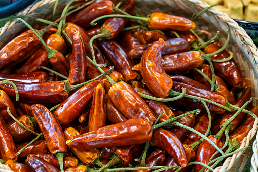 Assortment of dried chili peppers