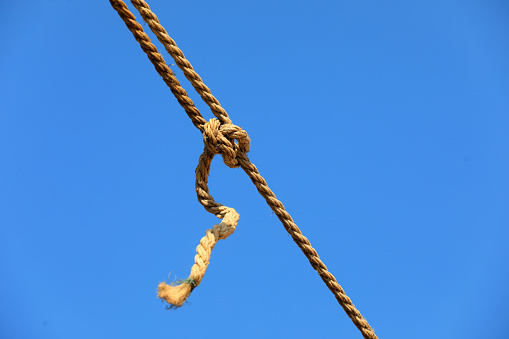 Hemp rope in the blue sky