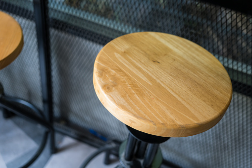 A classic wooden stool at the cafe