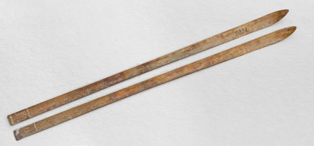 istock wooden skis on white snow 1976746467