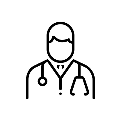 Icon for doctor, physician, therapist, medic, medico, therapeutist, surgeon, stethoscop, professional, specialist, care