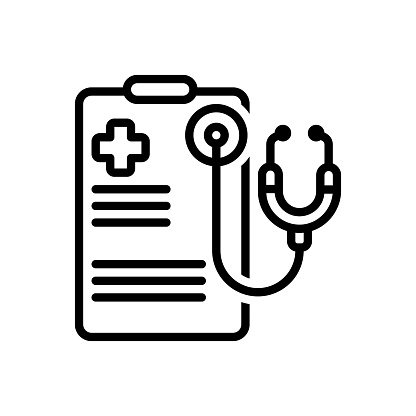 Icon for health insurance, health, insurance, stethoscope, medical, report, document, indemnification, prescription