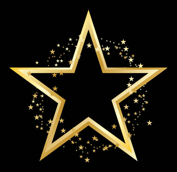 gold stars frame transparent background
