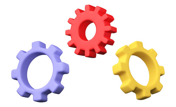 istock Set of gear icon 3D render, isolated on white background 1976805037