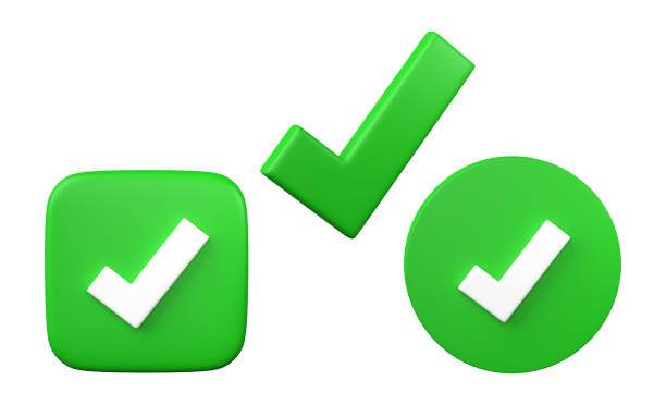 istock Set of check mark icon 3D render, isolated on white background 1976805040