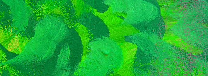 Abstract green putty brush strokes on wall background.