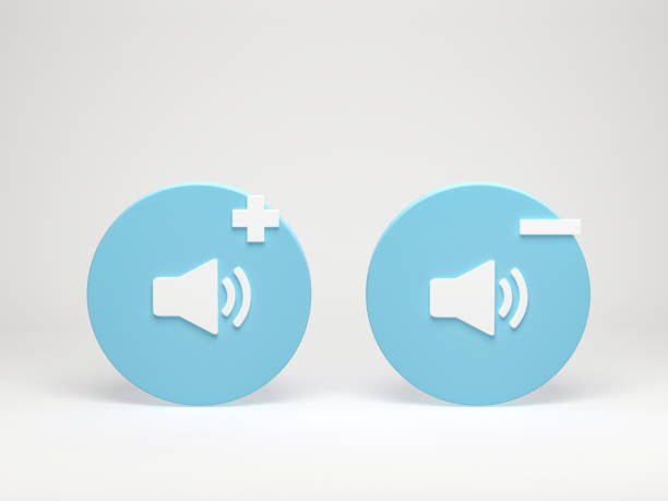 3D rendering, 3D illustration. Speaker icon increases and reduces sound. loudspeaker volume symbol isolated on white background.