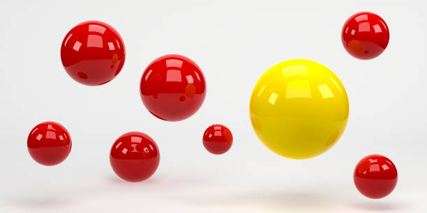 istock 3D rendering, 3D illustration. Flying red spheres ball on white background. Minimal concept. 1976822861