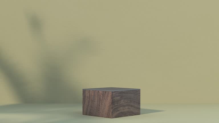 platform wooden green backdrop with tree shadows