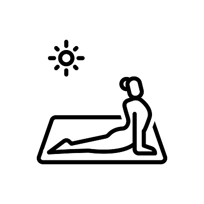 Icon for yoga, summation, fitness, meditation, exercise, wellbeing, workout, relaxation, wellness, pose, physically fit