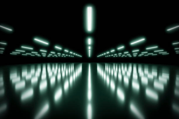 Lighting of a large industrial room as an abstraction.