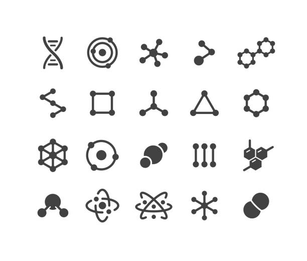 ilustrações, clipart, desenhos animados e ícones de ícones da molécula - série classic - enzima