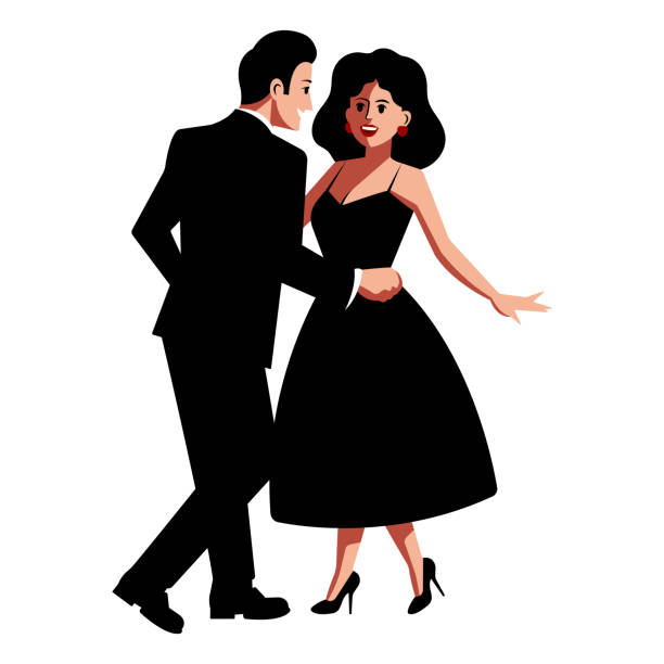 ilustraciones, imágenes clip art, dibujos animados e iconos de stock de dancing - dancing swing dancing 1950s style couple