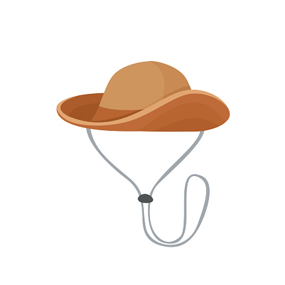 Tourist hat icon isolated on white background. Vector illustration of hiking hat. Cartoon flat style.