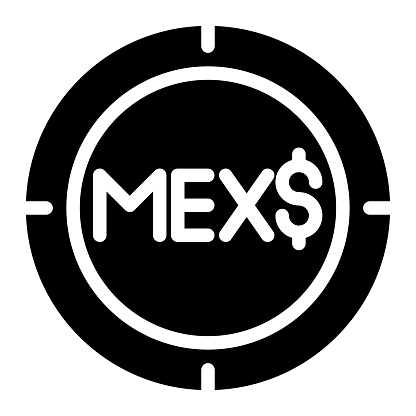 mexican peso coin icon vector graphic illustration for web, UI and App mobile design isolated on white background