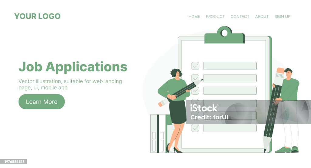 Cartoon Application Examples Job Applications Web Landing Page Design Flat Cartoon Vector ...