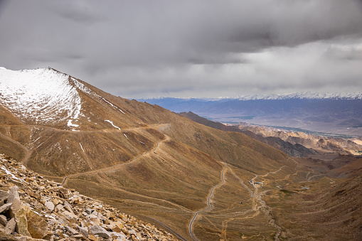 Rough mountain peaks of the greater Himalayas, en route Leh, Ladakh