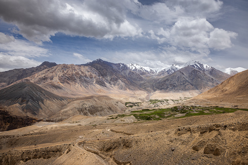 Small village in a valley in the Himalayas, Leh district, Ladakh