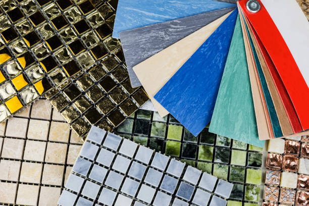 istock Colored samples of ceramic tiles for kitchen or bathroom interior material design of house, floor 1976895714
