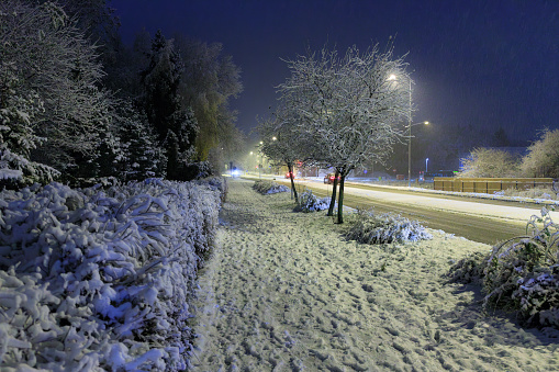 Heavy snowfall over night in Poland