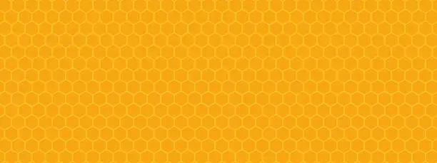Vector illustration of Yellow honeycomb hexagon texture. Bee honey background vector illustration