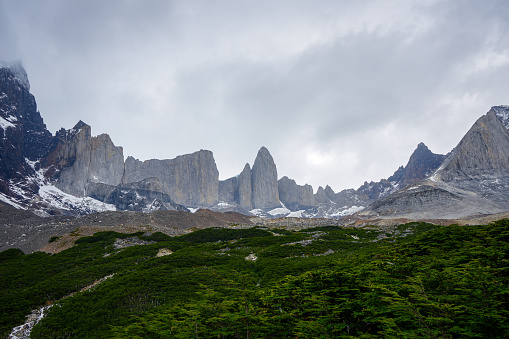 A photo of one segment of the Torres del Paine National Park.
