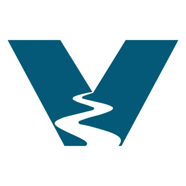 Vector illustration of Simple Minimalist Initial Letter V Valley Creek River Road Symbol Design Vector