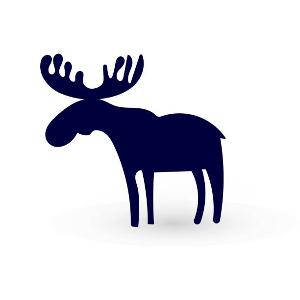 beautiful elk beautiful elk silhouette of a moose isolated on white background for design tasks typography design vector illustration silhouette of a elk antler tattoo stock illustrations