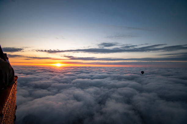 the view from a hot air balloon as it soars over the wineries of the Hunter Valley