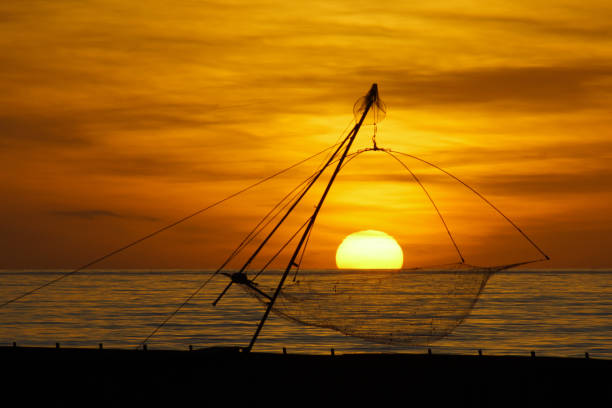 Chinese Fishing Net on the seashore of Cochin, West-central Kerala state, India.
