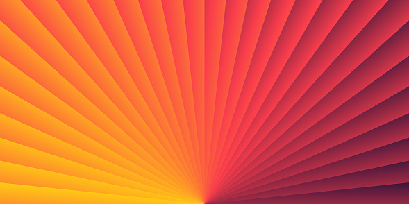 Modern and trendy background. Abstract design with lots of lines and a beautiful color circular gradient, looking like light rays or sunbeams. This illustration can be used for your design, with space for your text (colors used: Yellow, Orange, Red, Brown, Black). Vector Illustration (EPS file, well layered and grouped), wide format (2:1). Easy to edit, manipulate, resize or colorize. Vector and Jpeg file of different sizes.