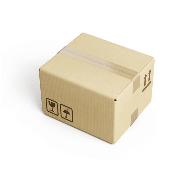 istock Brown cardboard box isolated on white. Cardboard box icon. Packaging, delivery concept. 3d rendering 1976975420