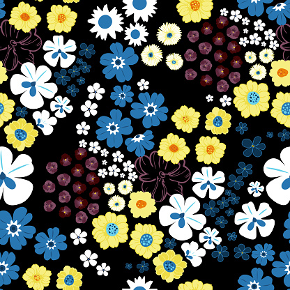 Floral liberty style pattern. Flowers background for fashion, tapestries, prints. Modern floral design perfect for fashion and decor. Vector floral design