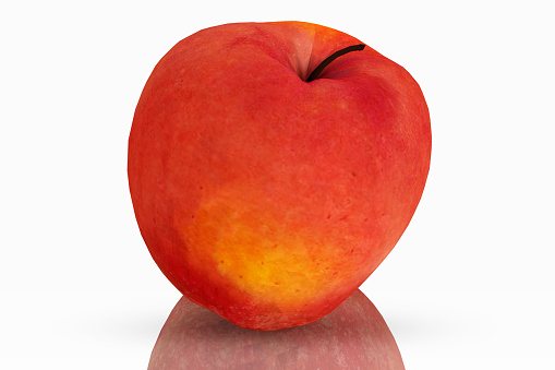 Red apple, single, isolated and cut out. Still life of organic and natural fruit.