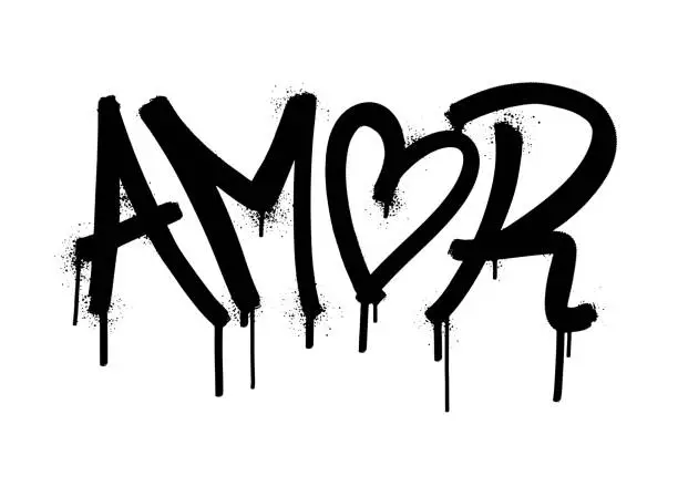 Vector illustration of Amor graffiti airbrush spraypaint typography