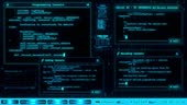 Blue Hacker Desktop Console With Scrolling Programming Code Loop ...