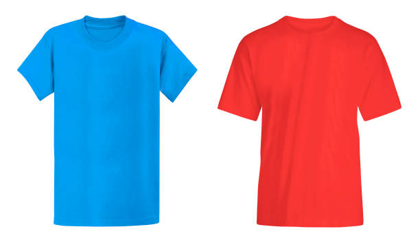 istock blue and red t shirt isolated on whte 1977160914