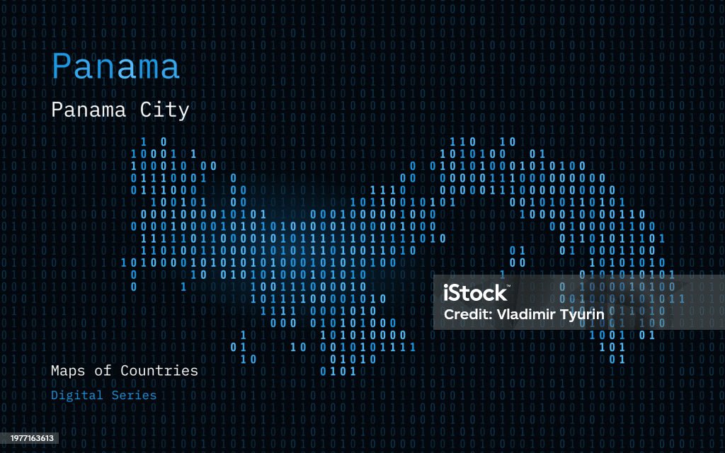 Panama Area Code Map Ilustración de Panama Map Shown In Binary Code Pattern Tsmc Green ...