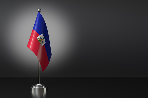 Small National Flag of the Republic of Haiti on a Black Background. 3d Rendering
