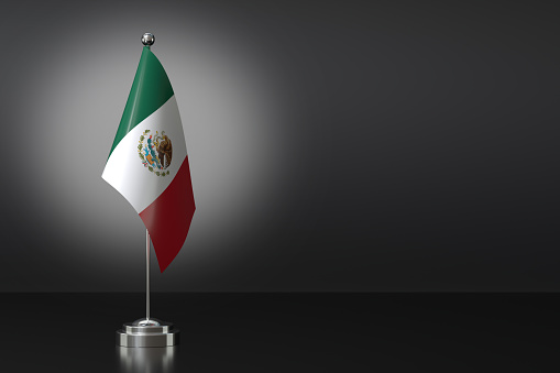 Small National Flag of the United Mexican States on a Black Background. 3d Rendering