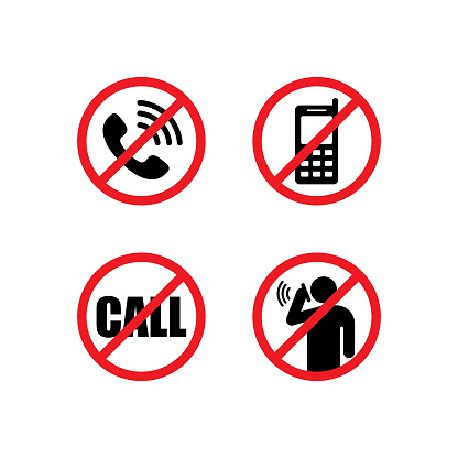 no call sign illustration vector, various no call symbol with red forbidden sign