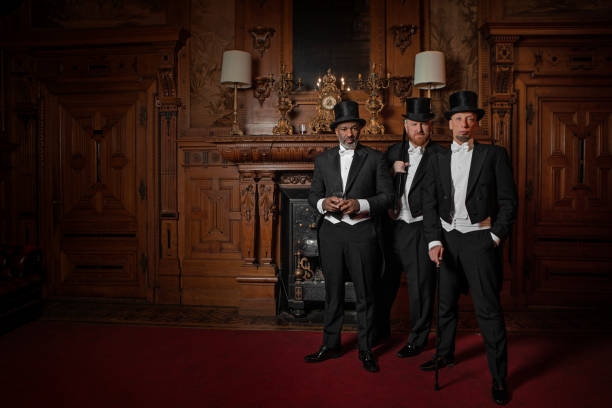 istock Three handsome 1920s style gentlemen in a drawing room 1977196468