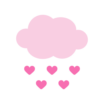 Cloud with hearts. Cute pink Cloud with Hearts. Design element for children's print, clothing. Concept for Valentine's Day. Love, Romance, Relationships. Vector illustration in flat style