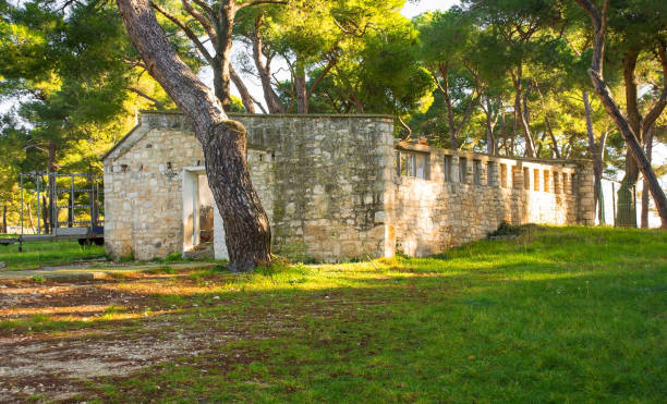 istock Derelict Beach Shower Block in Medulin, Croatia 1977202279